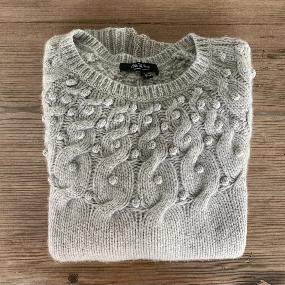 Saks Fifth Avenue Grey Cashmere Sweater Size Large